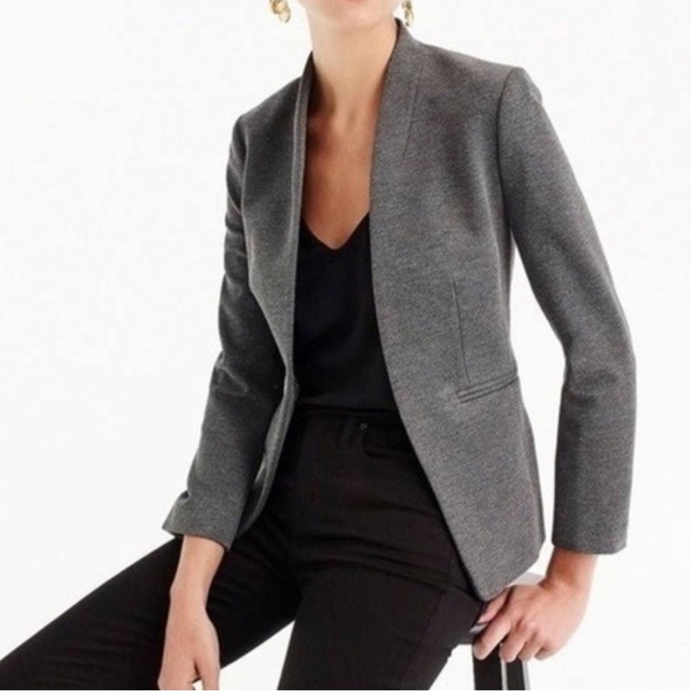 J. Crew Going Out Blazer In Grey Twill Women’s H2743 Open Front Jacket
